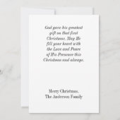 主よ、あなたを祝福してください。美しい赤いクリスマスのフラット シーズンカード (裏面)