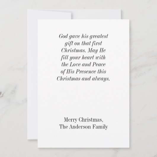 主よ、あなたを祝福してください 赤いクリスマス フラットな聖書の優雅さ シーズンカード (裏面)