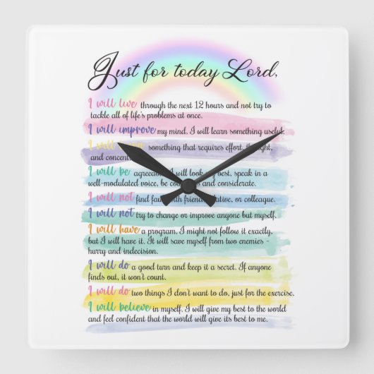 主よ、今日のために スクエア壁時計 (正面)