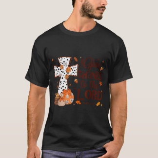 主よ、感謝を捧げよ 秋のカボチャ 感謝祭 Tシャツ