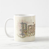 「主をほめたたえる」ヴィンテージクリスチャン芸術の抑揚 コーヒーマグカップ (左)