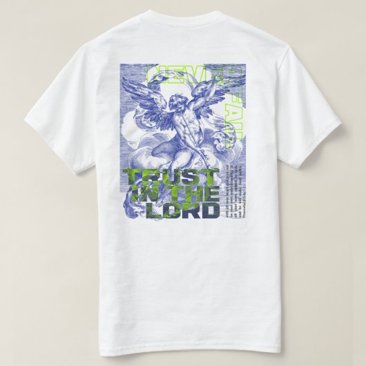 主を信じることは決して失敗しない – 箴言3:5 Tシャツ (デザイン裏面)