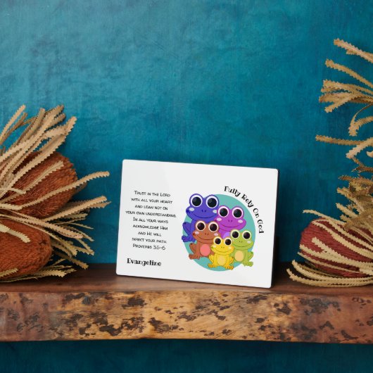 主を信頼するカエル神に完全に頼る フォトプラーク (側面)