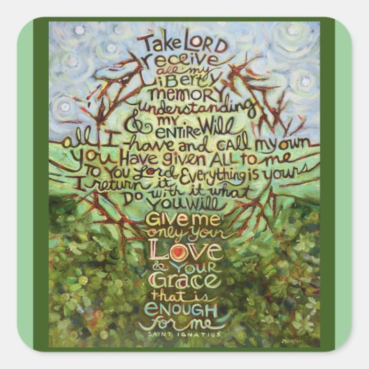 主を受け取る，カトリック祈りの言葉シール スクエアシール (正面)