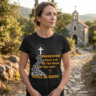 "主を呼ばわる者" ローマ人への手紙 10:13 十字架 Tシャツ