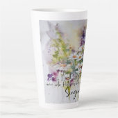 主を喜びと花で満たして仕えなさい カフェラテマグ (正面)