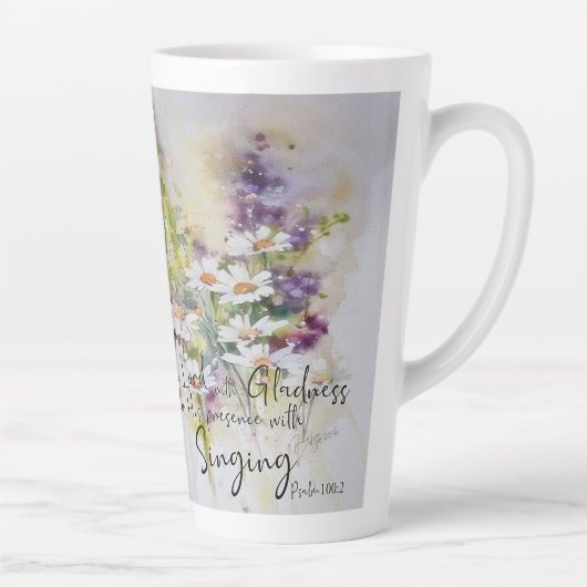 主を喜びと花で満たして仕えなさい カフェラテマグ (右)