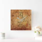 "主を愛する"聖なる書物、 経典マタイ22、ヴィンテージ スクエア壁時計 (ホーム)