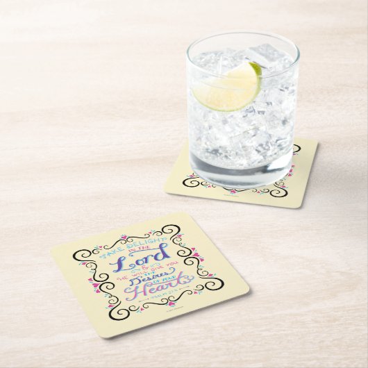 主を楽しんで下さい スクエアペーパーコースター (インサイチュ)