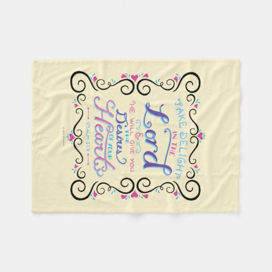 主を楽しんで下さい フリースブランケット (正面(横))