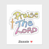 主を賛美する クロス付きのクリスチャン名言 シール (シート)