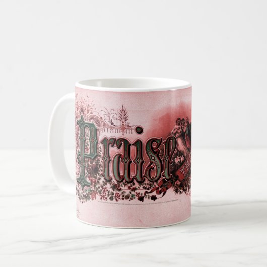 "主を賛美せよ" 深紅と緑 コーヒーマグカップ (正面左)