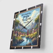 主を賛美せよ。詩編150:6 スクエア壁時計 (傾斜)