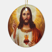 主イエス・キリストおよび神聖なハート セラミックオーナメント (左)