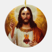 主イエス・キリストおよび神聖なハート セラミックオーナメント (裏面)