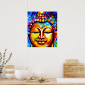 主カラフル仏絵画の微笑み仏画 ポスター (キッチン)