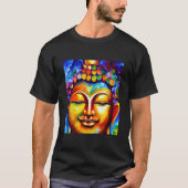 主カラフル仏絵画の微笑み仏画 Tシャツ (正面)