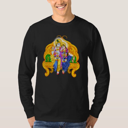 主クリシュナとデヴィ・ラダ・ヒンズー教の神瞑想 Tシャツ (正面)