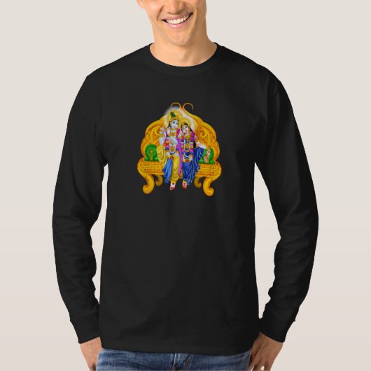 主クリシュナとデヴィ・ラダ・ヒンズー教の神瞑想 Tシャツ (正面)