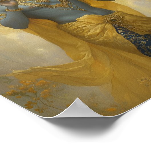 主クリシュナ遊のフルート黄金の芸術 ポスター (角)