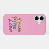 主クリスチャンピンクをたたえる iPhone 16ケース (裏面横)