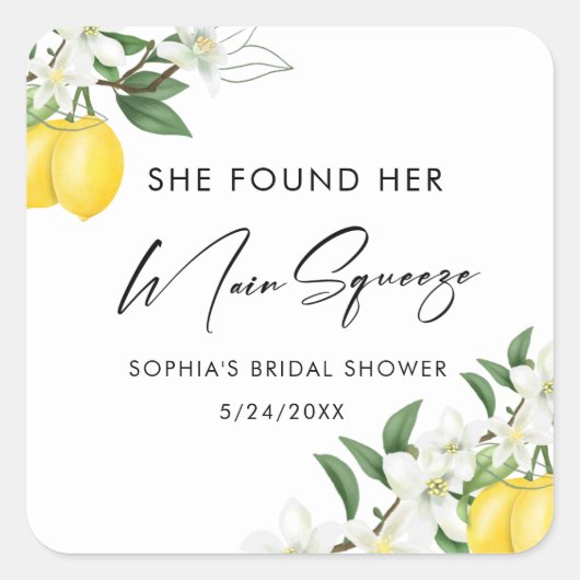 主スクイエレガントズブライダルシャワーの好意 スクエアシール (正面)