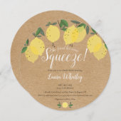 主スクイーズレモンおもしろい素朴ブライダルシャワー 招待状 (正面/裏面)