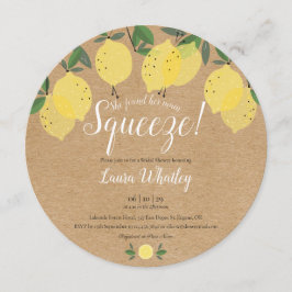 主スクイーズレモンおもしろい素朴ブライダルシャワー 招待状