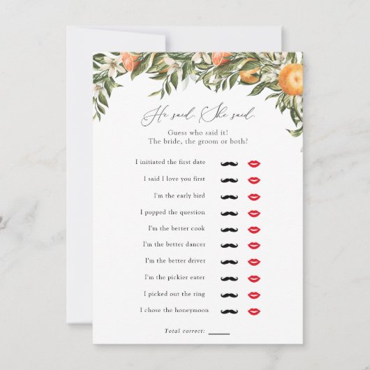 主スクイーズ柑橘彼は、彼女はシャワーゲームと述べた 招待状 (正面)