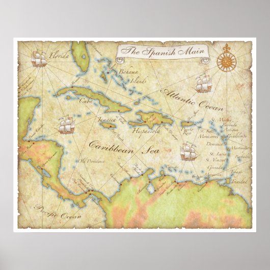 主スペインの地図 ポスター (正面)