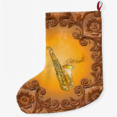 主ノートが付いているサクソフォーン ラージクリスマスストッキング (裏面)