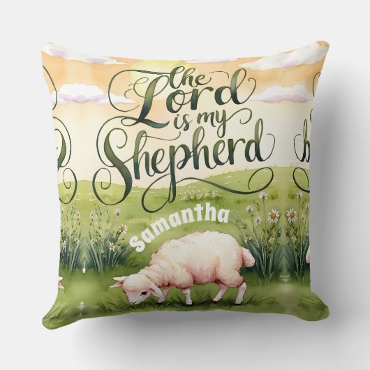 主パーソナライズされたは私の羊飼いのクリスチャン クッション (裏面)