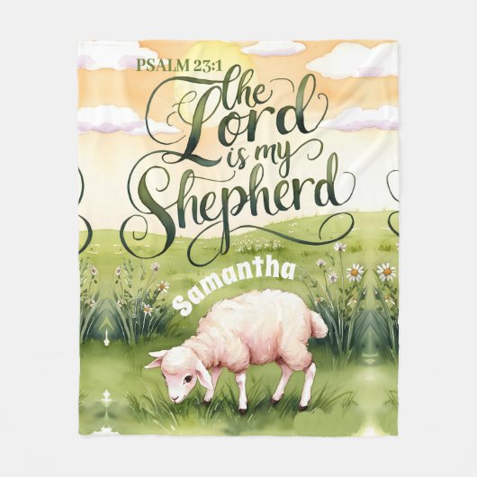 主パーソナライズされたは私の羊飼いのクリスチャン フリースブランケット (正面)