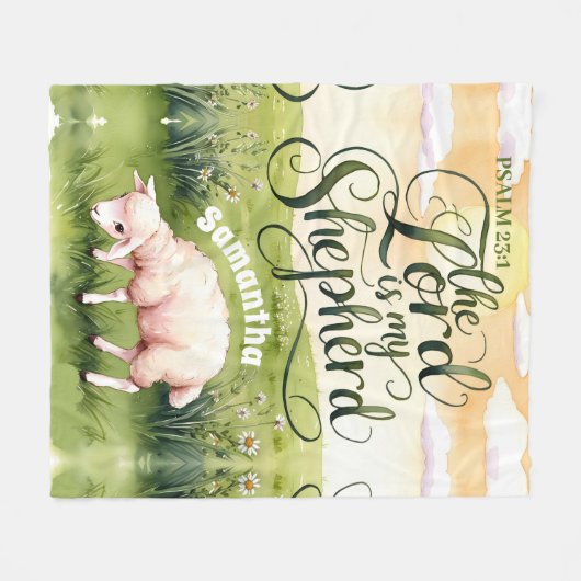 主パーソナライズされたは私の羊飼いのクリスチャン フリースブランケット (正面(横))