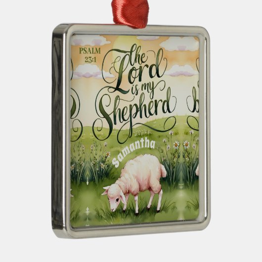 主パーソナライズされたは私の羊飼いのクリスチャン メタルオーナメント (右)