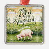 主パーソナライズされたは私の羊飼いのクリスチャン メタルオーナメント (正面)