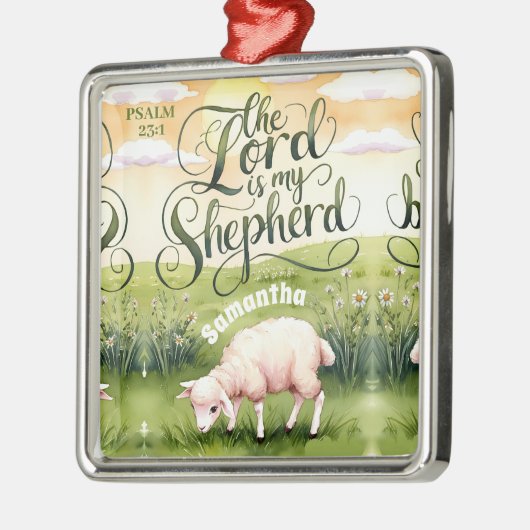 主パーソナライズされたは私の羊飼いのクリスチャン メタルオーナメント (左)