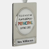 主パーソナライズされた校おもしろい長 シルバープレートバナーオーナメント (右)