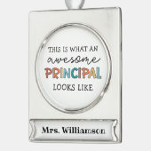 主パーソナライズされた校おもしろい長 シルバープレートバナーオーナメント (左)