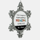 主パーソナライズされた校おもしろい長 スノーフレークピューターオーナメント (左)