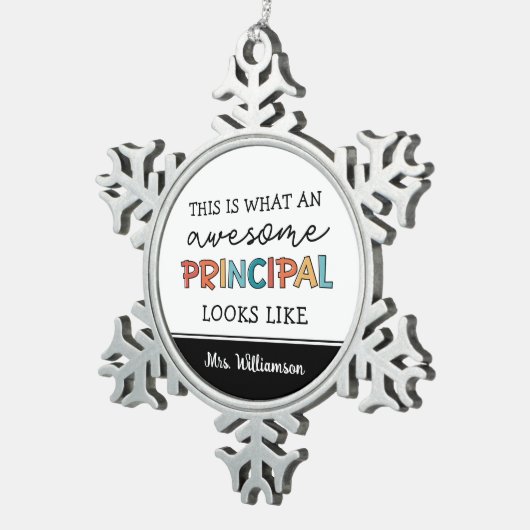 主パーソナライズされた校おもしろい長 スノーフレークピューターオーナメント (右)