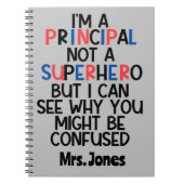 主パーソナライズされた要レッド・ブルー・ブラック・スーパーヒーロー ノートブック (正面)