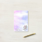 主ピンクの鳥に歌うキリスト教の水色 ポストイット (デスク上)