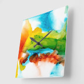 主プルーム-水彩 スクエア壁時計 (傾斜)