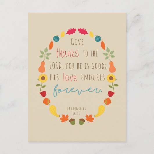 主与えに感謝してい向け秋聖書の詩のはがき ポストカード (正面)