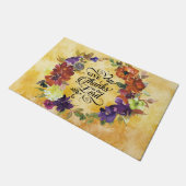 「主与えに感謝してい」フローラリース ドアマット (アングル)