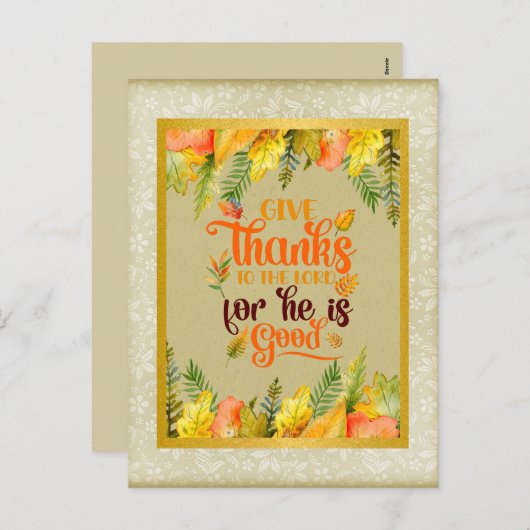 主与え感謝していによ、彼は善だから シーズンポストカード (正面/裏面)