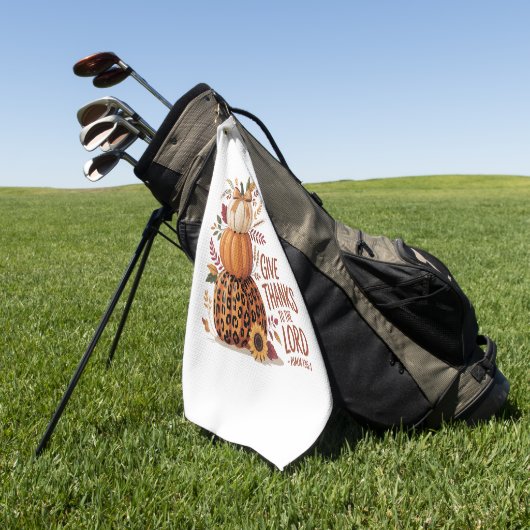 主与え感謝していに向かって秋のカボチャ ゴルフタオル (グリーン)