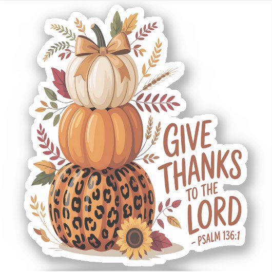 主与え感謝していに向かって秋のカボチャ シール (正面)