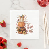 主与え感謝していに向かって秋のカボチャ スタンダードランチョンナプキン (インサイチュ)